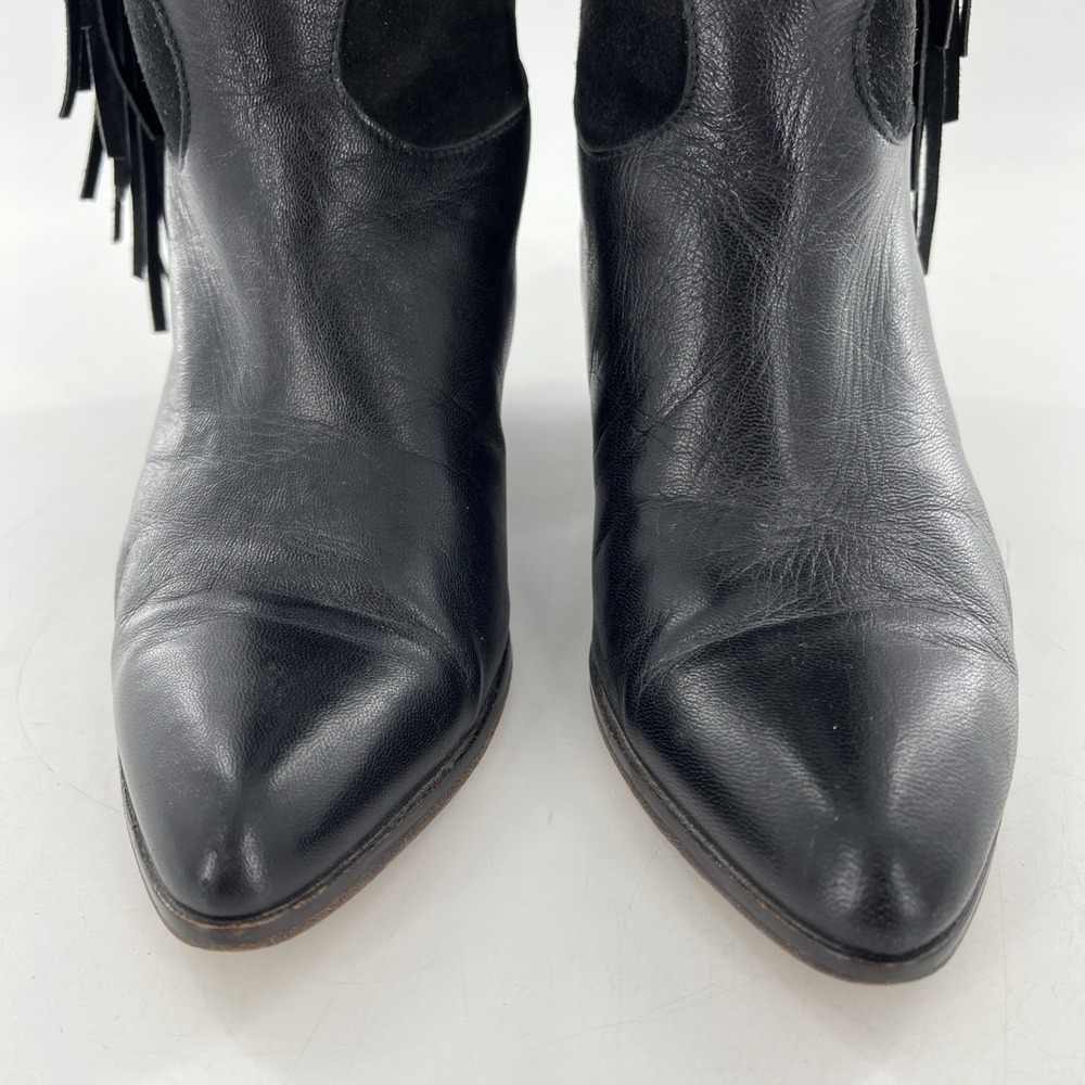 Rare Vintage Lenni Italian Leather Suede Calf Boots Fringe Heel‎ 7.5 Cowgirl - Picture 5 of 16